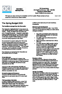 Spring Budget Business Newsletter - March 2023